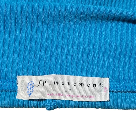 FP Movement By Free People Luxe Rib Short St Tropez Blue size Small NWOT - Picture 2 of 3